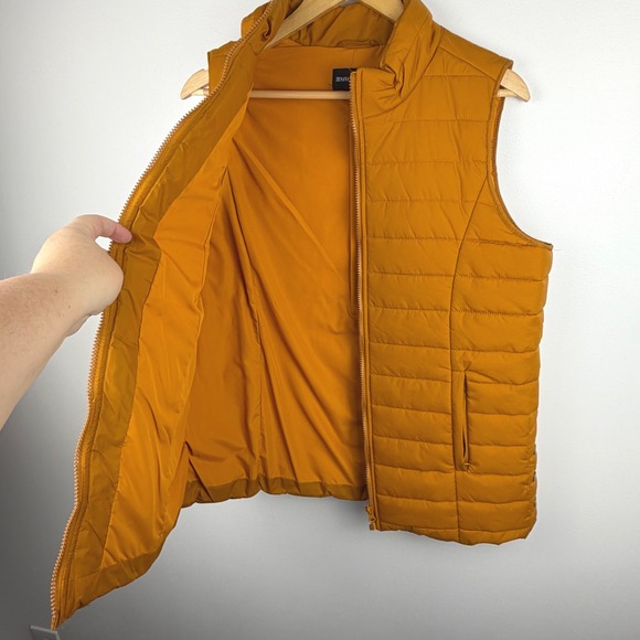 Zenana Outfitters Womens Mustard Yellow Quilted Puffer Vest Zip Front Large - Picture 5 of 11